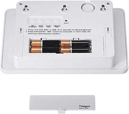 Timegyro Digital Wall Clock Battery Operated with LED Display, Wall Clock with Backlight, Table-top, Alarm, Brightness Adjustable,12/24Hr