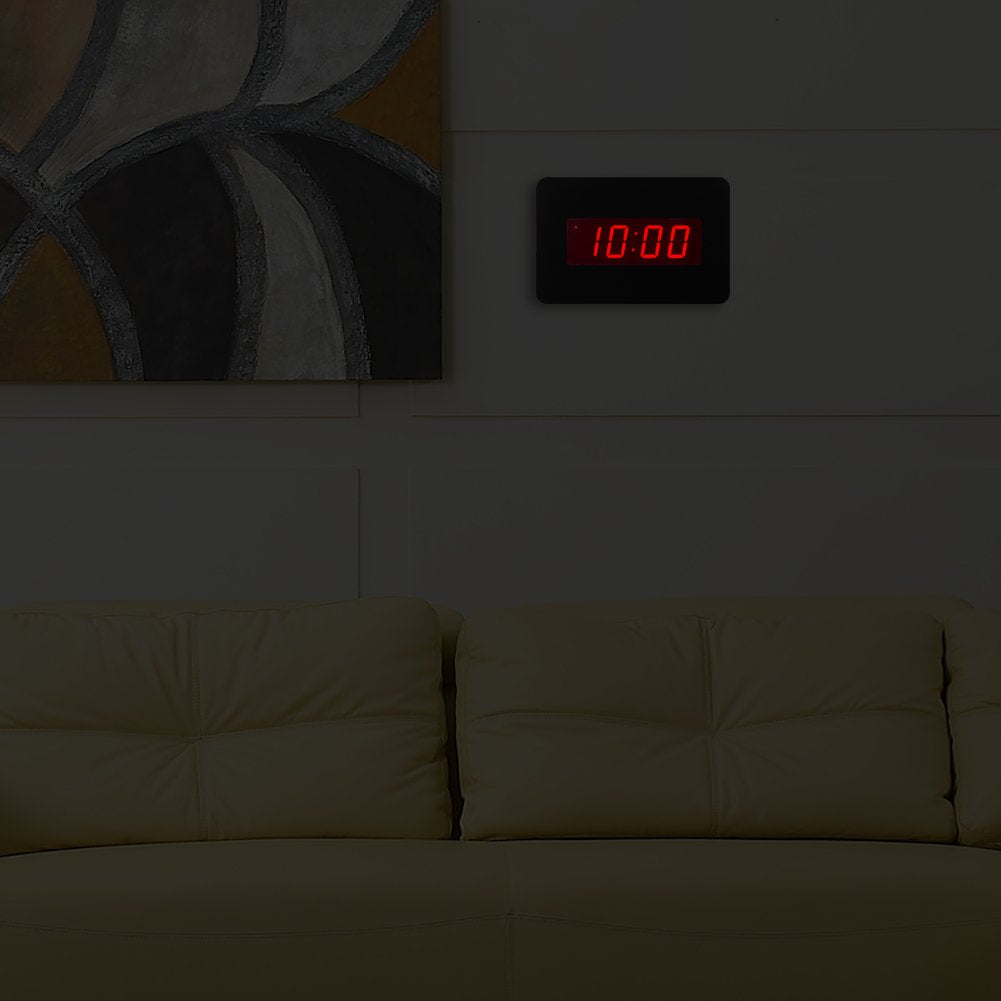 Timegyro Digital Wall Clock Battery Operated with LED Display, Wall Clock with Backlight, Table-top, Alarm, Brightness Adjustable,12/24Hr