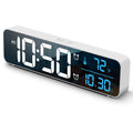 Digital Clock Large Display, Alarm Clock for Living Room Office Bedroom Decor, LED Corded Electric, Date Temp Display Wall Clock, Automatic Brightness Dimmer Smart Cool Modern Desk Accessories Black