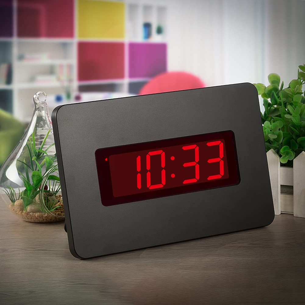 Timegyro Digital Wall Clock Battery Operated with LED Display, Wall Clock with Backlight, Table-top, Alarm, Brightness Adjustable,12/24Hr